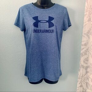 Under Armor Logo Blue Crew Neck Short Sleeve T-shirt Size Small